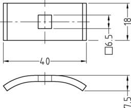 Esquisse Gebogene Platten für Bohrungen Durchmesser 60mm mit Loch 6,5 x 6,5 mm für Arbeitsplattenverbinder