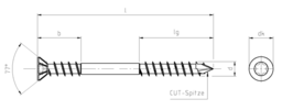 Skizze JD Plus Terrassenschrauben Senkkopf m. I-Stern (T-25)  A2