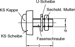 Skizze Kfz.-Nummernschildschrauben kompl. m. Plastikkappen weiß U.-Scheiben, Sechskt. Mutter und Abstandscheiben