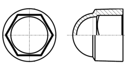 Skizze 2 Sechskant-Schutzkappen Abmessung entspricht SW