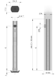 Schizzo Korpus Höhenversteller Rekord aus Zinkdruckguss, ideal für Schrankwände, seitliche 8 mm Bohrung für Höhenverstellung