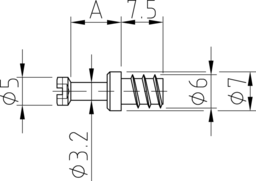 Sketch Eurobolzen Stahl Kopf-D. 5 mm mit Kreuzschlitz Gewindelänge 7,5 - 8 mm für 5 mm Lochreihe