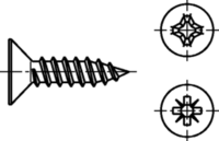 Skizze 2 Senk-Blechschrauben mit Kreuzschlitz H, Form C  A2