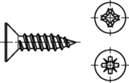 Skizze 2 Senk-Blechschrauben mit Kreuzschlitz H, Form C  A2