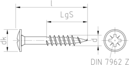 Skizze JD-79 Rückwandschrauben-Z mit Teilgewinde