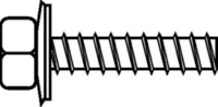 Skizze 2 Fassadenbauschrauben Typ BZ A2 mit unverlierbarer EPDMDichtscheibe aus Edelstahl, Durchmesser 16 mm Schraube galv. Zn 3-5 my