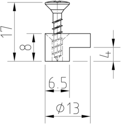 Schizzo KS-Spiegelhalter D-13 mm für 4 mm Materialstärke mit vormontierter Spanplattenschraube