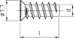 Skizze Euroschrauben Senkkopf Kreuzschlitz-Z, Kopf-D 7,7 mm Grobgewinde