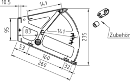 Schizzo Two-piece shö cabinet fitting