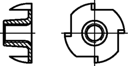 Skizze 2 Einschlagmuttern mit 4 Einschlagspitzen