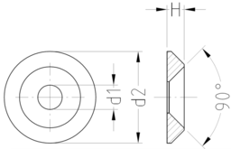 Skizze Unterlegscheiben für Senkschrauben mit 90 Grad Kopf