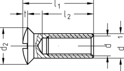 Skizze Linsensenkkopf-Hülsenmuttern mit Schlitz, Messing