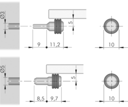 Sketch Glass shelf support OR+1 pin