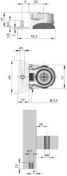 Schizzo Sockelhöhenversteller INTEGRATO Typ C, mit 1 Zapfen d=5 mm für Plattenstärke 19 mm