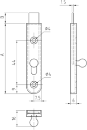 Schizzo Furniture latch straight draw.