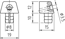 Schizzo Corner connector w.spigot D8