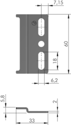 Schizzo Symetrische Aufhängeschiene, geeignet für Schrankaufhänger LIBRA H1, H2, H4