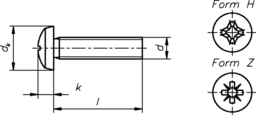 Esquisse Vis à tête cylindrique a.KRZ-Z DIN 7985