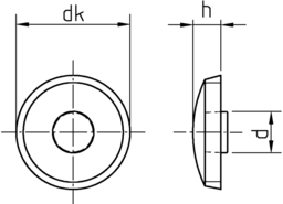 Skizze Kunststoff-Abdeckkappen für Metallrahmendübel 10 mm Durchmesser flach