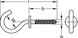 Skizze Schraubhaken Art. 70 gebogene Ausführung mit Beffe für Hohlraumdübel