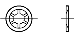 Skizze 2 Sicherungsscheiben Federstahl, ohne Kappen