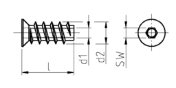 Skizze Verbundmuffen, Stahl mit Innensechskant und großem Bunddurchmesser