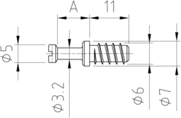 Sketch Eurobolzen Stahl Kopf-D. 5 mm mit Kreuzschlitz für 5 mm Lochreihe