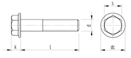 Skizze Sechskantschrauben mit Flansch 10.9  MBN 10 105