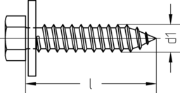 Skizze Kombi-Blechschrauben mit unverlierbarer Scheibe Z 1 Kopfform nach DIN 7976