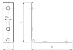 Sketch metal m. countersunk holes