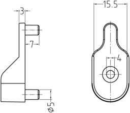 Sketch Cupboard rail bearing+2pinsD5