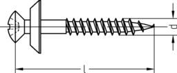 Skizze Spenglerschrauben A2 mit Dichtscheibe d = 15 mm ähnlich DIN 7995