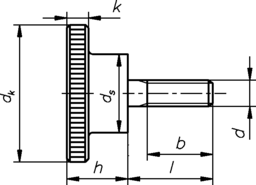 Esquisse Vis moletée forme haute DIN 464