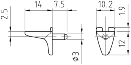 Sketch Shelf support w.1pin for3