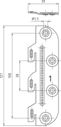Sketch Bed hook No.I w.4 holes