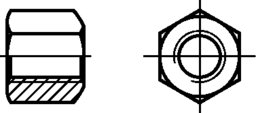 Croquis 2 Écrou hexagonal 1,5 d haut DIN 6330