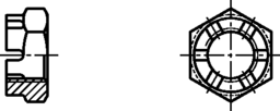 Croquis 2 Ecrou crénelé hexagonal bas DIN 937