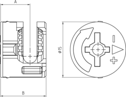 Skizze Zamak Exzenter, SUPRA 15 Standard IZ 02, D.-15 mm ohne Rand