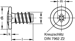 Schizzo Beschlagschraube mit Eurogewinde für Schubkastenblenden