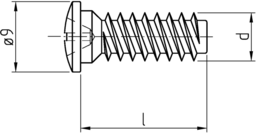Skizze Euroschrauben Pan-Head Kreuzschlitz-Z Doppelganggewinde