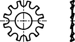 Croquis 2 Rondelle à dents forme A DIN 6797