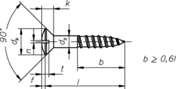 Esquisse Vis à bois à tête fraisée surélevée a.fente
