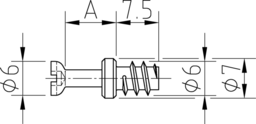 Sketch Eurobolzen Stahl Kopf-D. 6 mm mit Kreuzschlitz Gewindelänge 7,5 - 8 mm für 5 mm Lochreihe