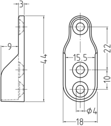 Esquisse Roulement rail penderie + 3 trous