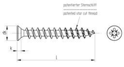 Skizze JD Plus Universalschrauben Senkkopf-Z mit kleinem Kopf gleitbeschichtet