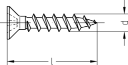 Skizze JD-10 Fensterbauschrauben Wendelspitze, Spezialgewinde Senkkopf-H