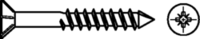 Skizze 2 SPAX-M-Schrauben Senkkopf-Z 2 mit Fräsrippen unter dem Kopf, Teilgewinde und Cut-Spitze
