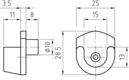 Sketch Closet rail bearing w.1 pin