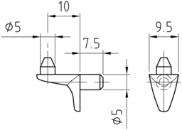 Sketch Shelf support N03/1 w.2 pins