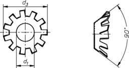Esquisse Rondelle à dents forme V DIN 6797
